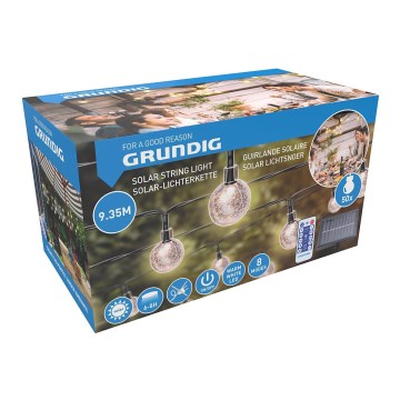 Grundig - LED pritemdoma saulės grandinė 50xLED/8 funkcijos 9,35m šiltai balta + nuotolinio valdymo pultas