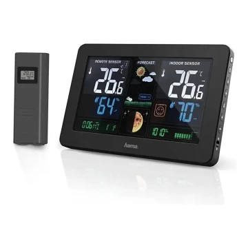 Hama - Orų stotis su spalvotu LCD ekranu ir žadintuvu + USB juoda