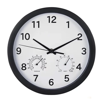 Hama - Sieninis laikrodis su termometru ir drėgmės matuokliu 1xAA juoda/balta