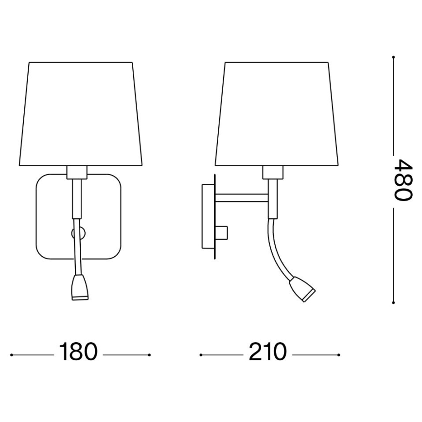 Ideal Lux - LED Lanksti sieninė lempa NORDIK 1xE14/40W + LED/1,5W/230V