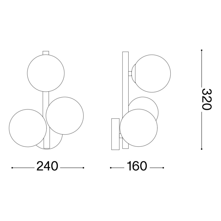 Ideal Lux - LED sieninis šviestuvas PERLAGE 3xG9/3W/230V juoda