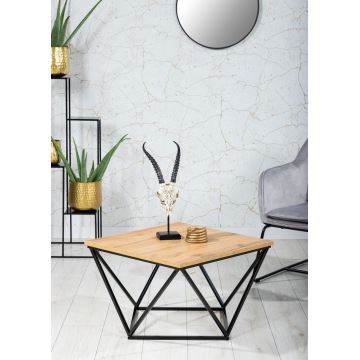 Kavos staliukas DIAMOND 60x60 cm juodas/rudas