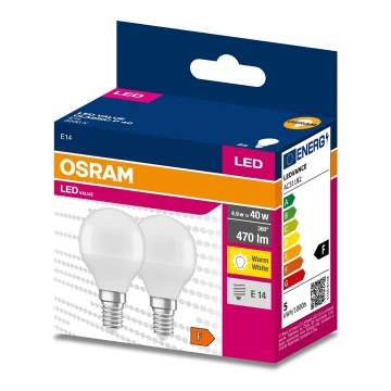 KOMPLEKTAS 2x LED elektros lemputė P45 E14/4,9W/230V 3000K - Osram