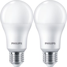 KOMPLEKTAS 2x LED elektros lemputė Philips A67 E27/13W/230V 4000K