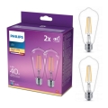 KOMPLEKTAS 2x LED elektros lemputė VINTAGE Philips ST64 E27/4,3W/230V 2700K