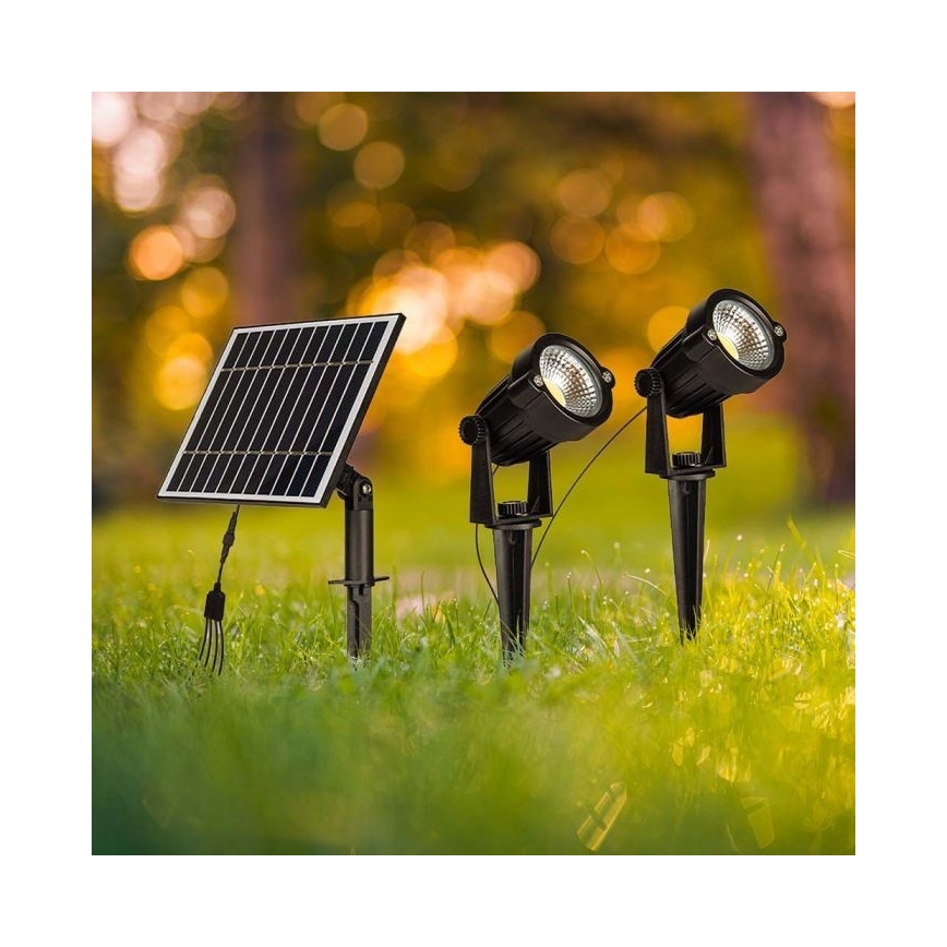 KOMPLEKTAS 2x LED Lauko saulės energijos lempa 2xLED/1,2W/3,7V IP65 3000K
