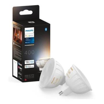 KOMPLEKTAS 2x LED pritemdoma elektros lemputė Philips Hue White Ambiance GU5,3/MR16/5,1W/12V 2200-6500K