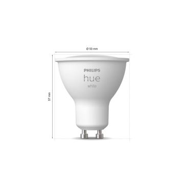 KOMPLEKTAS 2x LED pritemdoma elektros lemputė Philips Hue WHITE GU10/4,2W/230V 2700K