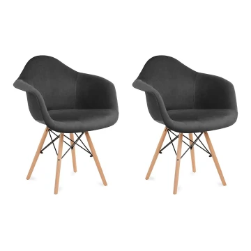 KOMPLEKTAS 2x Valgomojo kėdė NEREA 80x60,5 cm pilka/bukas