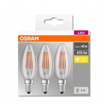 KOMPLEKTAS 3x LED Elektros lemputė VINTAGE B40 E14/4W/230V 2700K - Osram