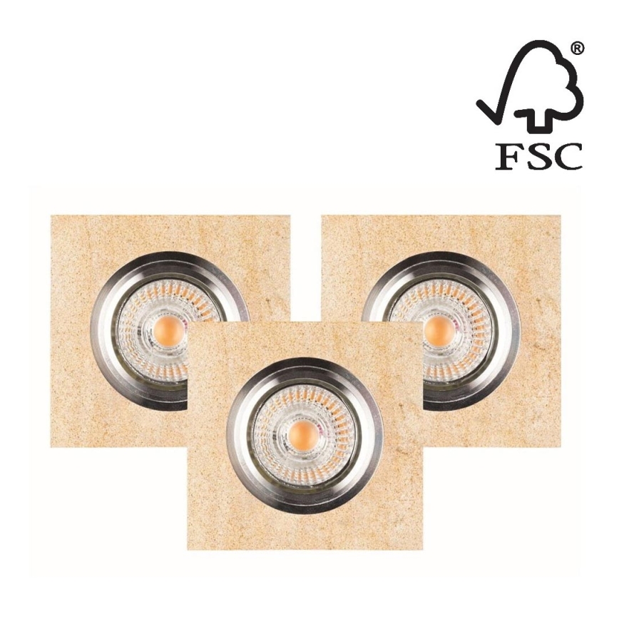 KOMPLEKTAS 3x LED įleidžiamas lubinis šviestuvas VITAR 1xGU10/5W/230V CRI 90 smiltainis – FSC sertifikuota