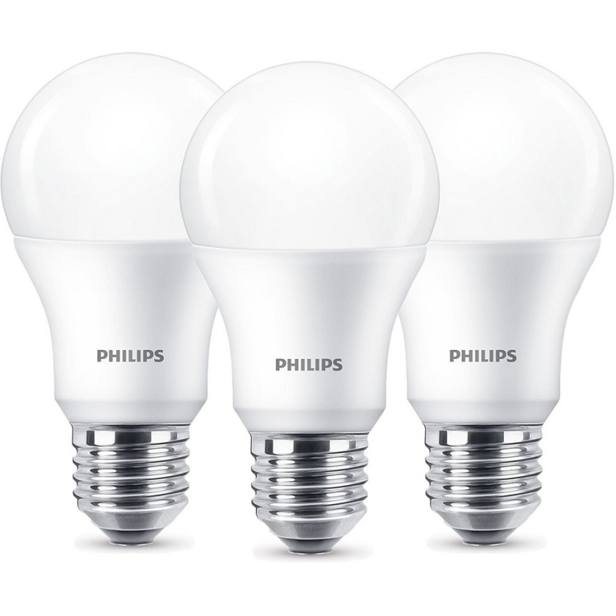KOMPLEKTAS 3x LED lemputė Philips A60 E27/8,5W/230V 2700K