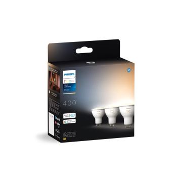 KOMPLEKTAS 3x LED pritemdoma elektros lemputė Philips Hue WHITE AMBIANCE GU10/4,2W/230V 2200-6500K