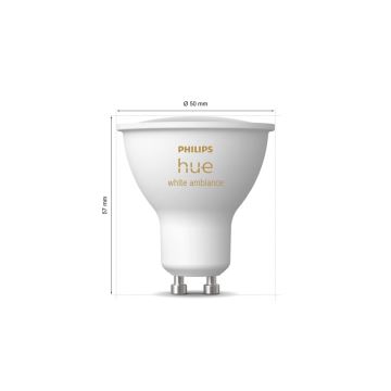 KOMPLEKTAS 3x LED pritemdoma elektros lemputė Philips Hue WHITE AMBIANCE GU10/4,2W/230V 2200-6500K