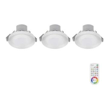 KOMPLEKTAS 3x LED RGB Pritemdomas įleidžiamas lubinis vonios šviestuvas ARGON LED/7,3W/230V IP44 + nuotolinio valdymo pultas