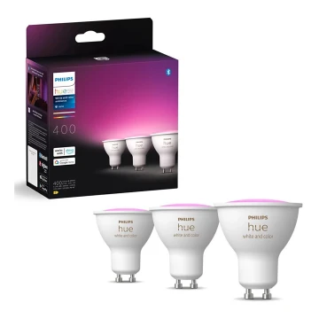 KOMPLEKTAS 3x LED RGBW Reguliuojama lemputė Philips Hue WHITE AND COLOR AMBIANCE GU10/4,2W/230V 2000-6500K