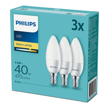 KOMPLEKTAS 3xLED lemputė Philips E14/5,5W/230V 2700K