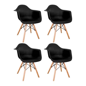 KOMPLEKTAS 4x Valgomojo kėdė NEREA 81x61 cm juoda/bukas