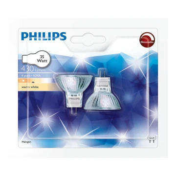 KOMPLEKTAS of 2 Halogeninis Bulbs Philips GU4/35W/12V