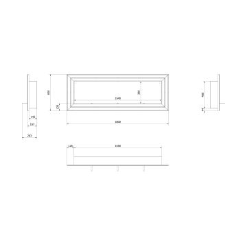 Kratki - Įmontuojamas BIO židinys 65x180 cm 3x2,5kW chromas