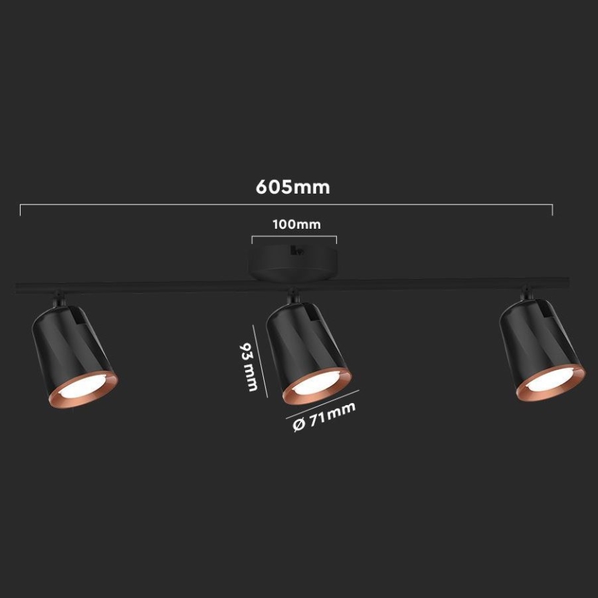 LED Akcentinis šviestuvas 3xLED/5W/230V 3000K juodas