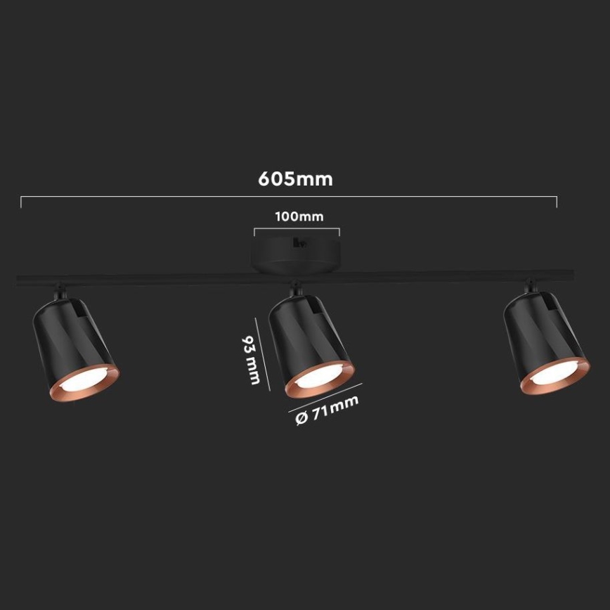 LED Akcentinis šviestuvas 3xLED/5W/230V 4000K juodas