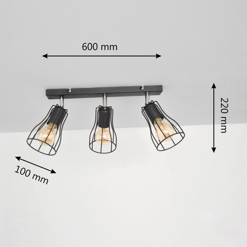 LED Akcentinis šviestuvas TUBE II 3xE27/60W/230V juodas