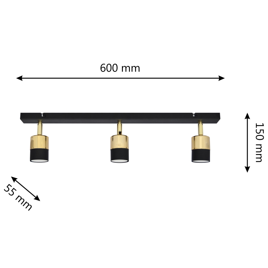 LED akcentinis šviestuvas TUBSSON 3xGU10/4,8W/230V juoda/auksas
