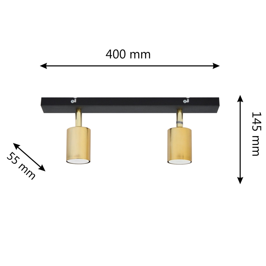 LED Akcentinis šviestuvas TUNE 2xGU10/4,8W/230V aukso/juodas