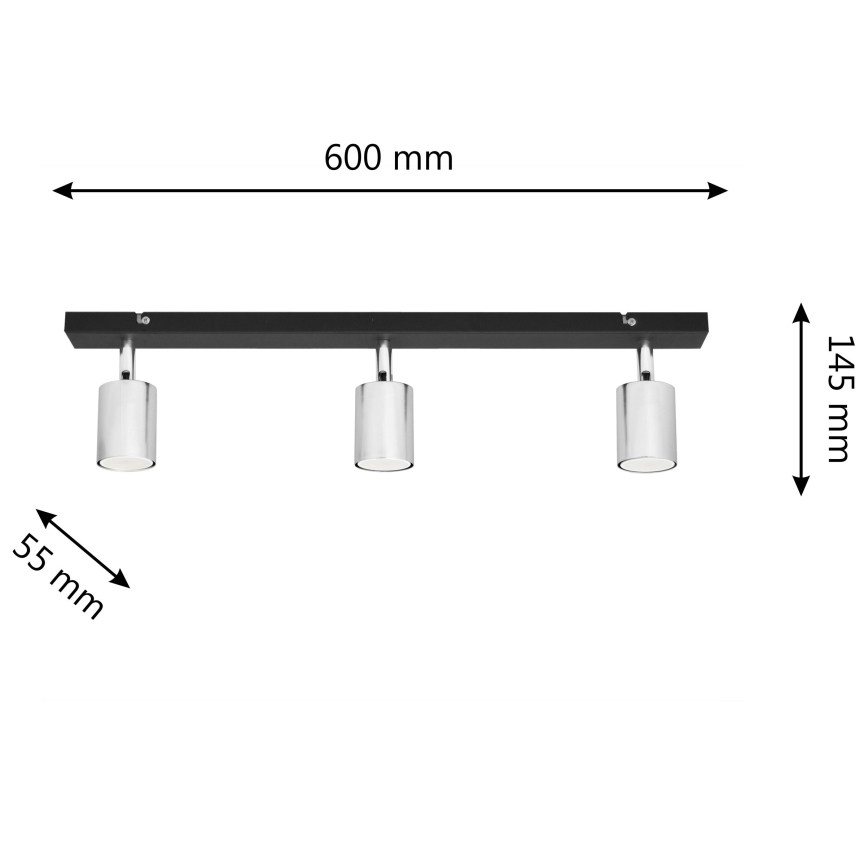 LED Akcentinis šviestuvas TUNE 3xGU10/4,8W/230V matinis chromas/juodas