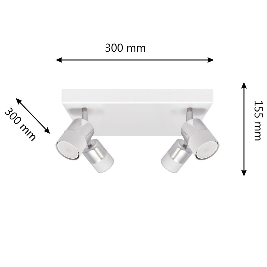 LED Akcentinis šviestuvasTUBSSON 4xGU10/4,8W/230V baltas/blizgus chromas