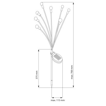 LED apšvietimas, įkraunamas saulės energija FIORINI 8xLED/1,2V 600mAh IP44 juoda