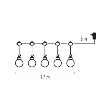 LED Dekoratyvinė lauko girlianda 20xLED/12,6m IP44 šilta balta