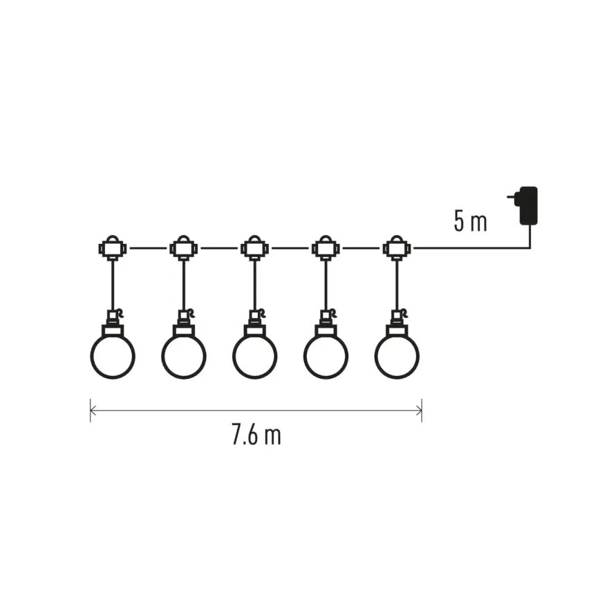 LED Dekoratyvinė lauko girlianda 20xLED/12,6m IP44 šilta balta