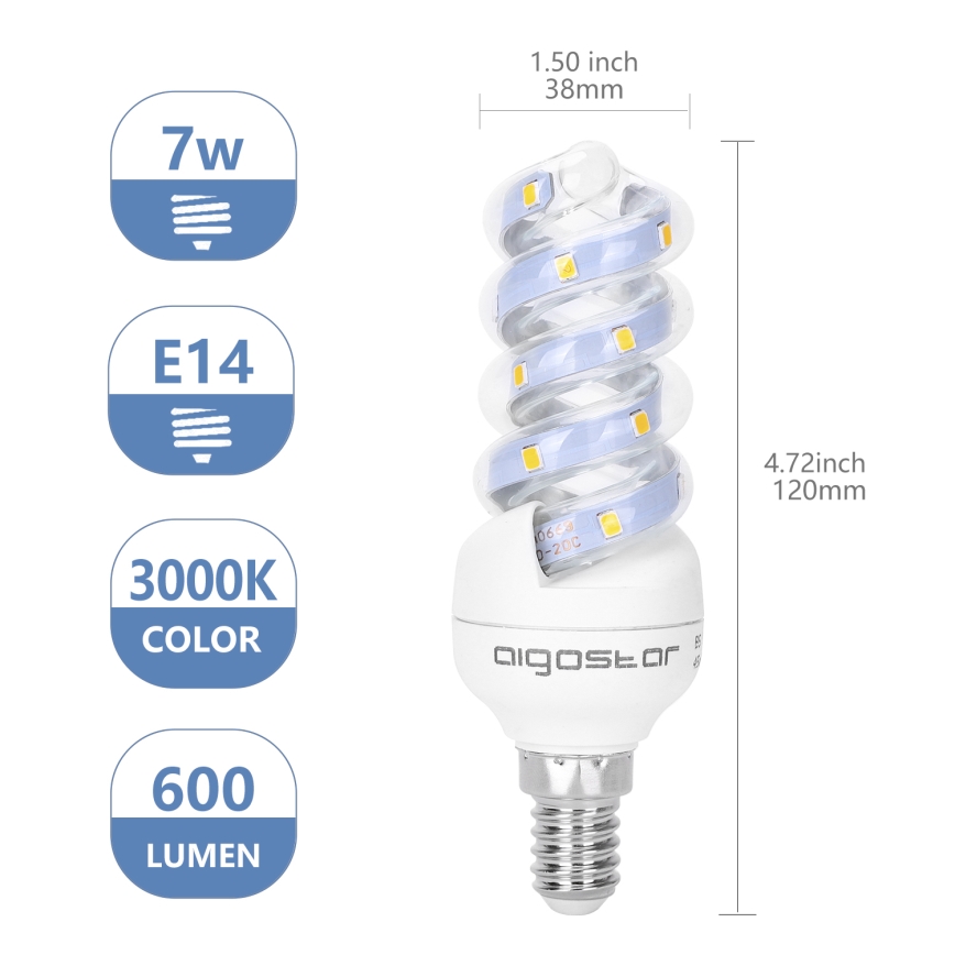 LED elektros lemputė E14/7W/230V 3000K - Aigostar