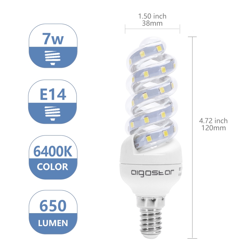 LED elektros lemputė E14/7W/230V 6500K - Aigostar