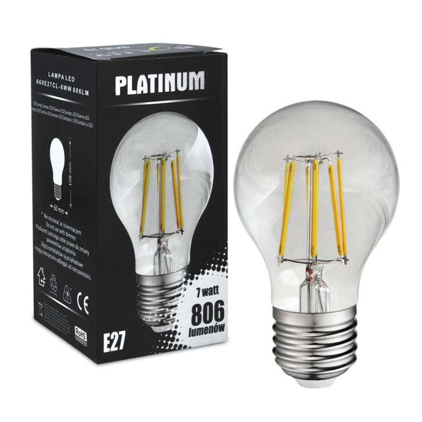 LED elektros lemputė FILAMENT A60 E27/7W/230V 3000K