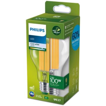 LED elektros lemputė FILAMENT Philips A60 E27/7,3W/230V 4000K