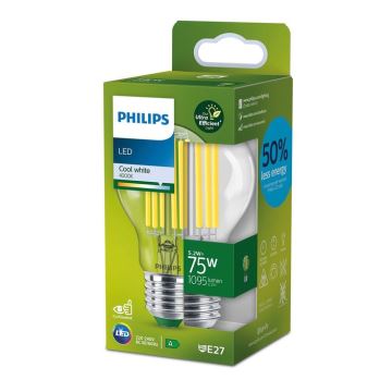 LED elektros lemputė FILAMENT Philips A70 E27/5,2W/230V 4000K