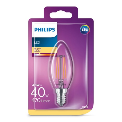 LED Elektros lemputė VINTAGE Philips E14/4,3W/230V 2700K