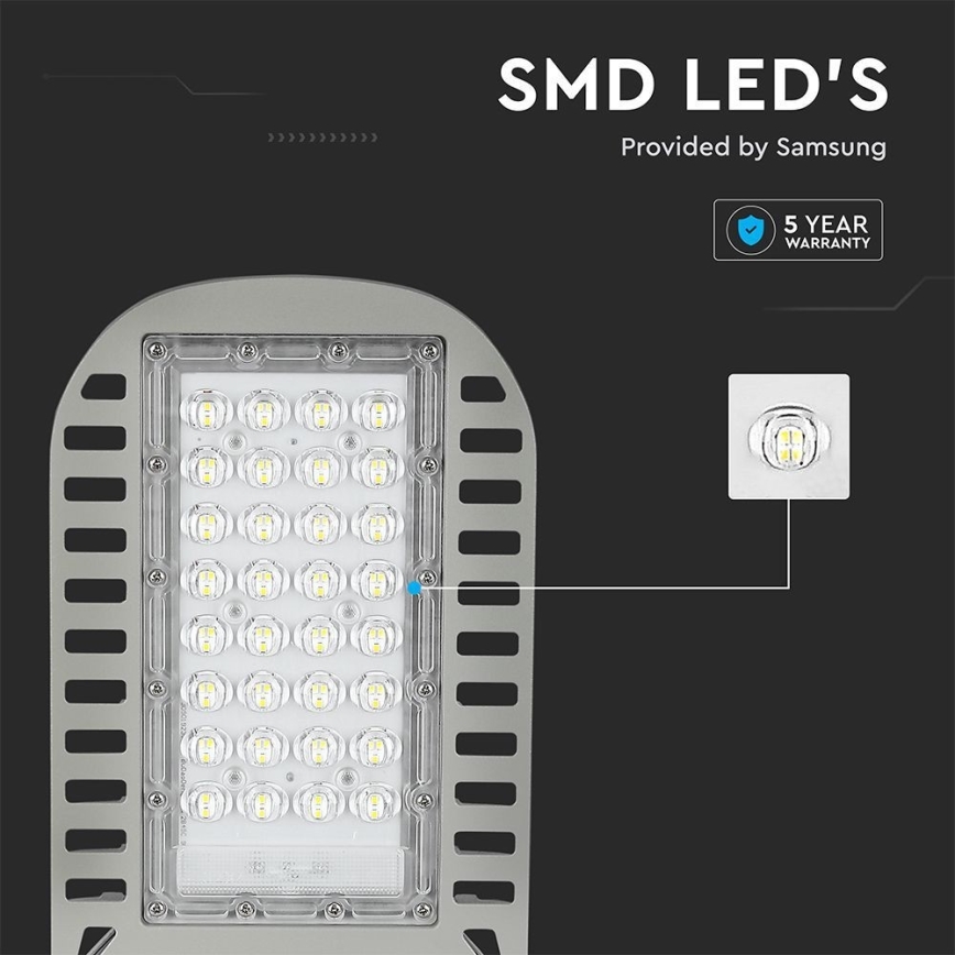 LED gatvės šviestuvas SAMSUNG CHIP LED/50W/230V 4000K pilka