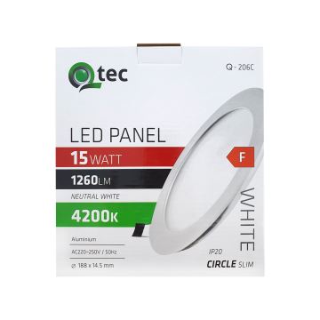 LED įleidžiamas lubinis šviestuvas QTEC LED/15W/230V 4200K diametras 18,8 cm