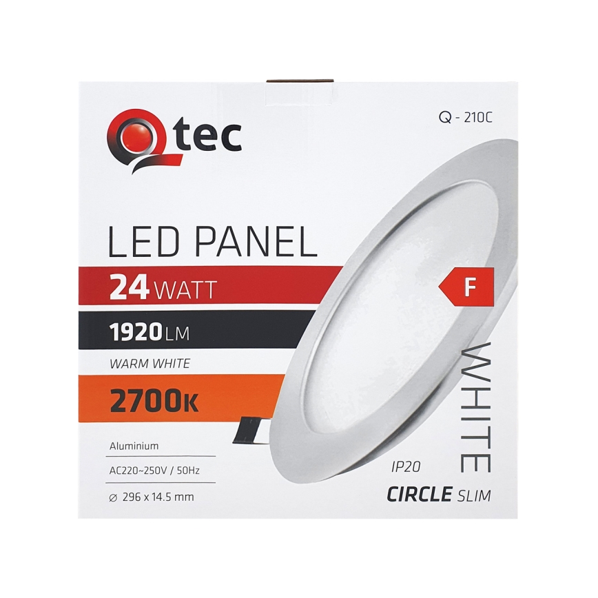LED įleidžiamas lubinis šviestuvas QTEC LED/24W/230V 2700K diametras 29,6 cm