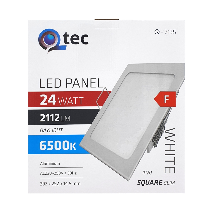 LED įleidžiamas lubinis šviestuvas QTEC LED/24W/230V 6500K 29,2x29,2 cm