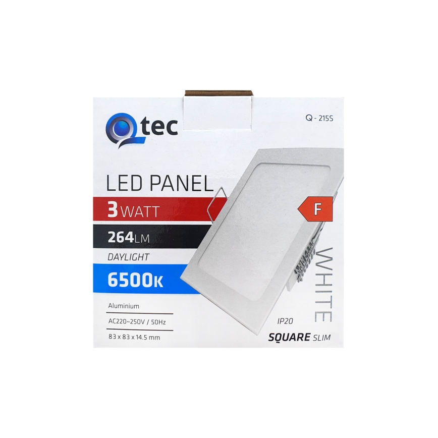 LED įleidžiamas lubinis šviestuvas QTEC LED/3W/230V 6500K 8,3x8,3 cm