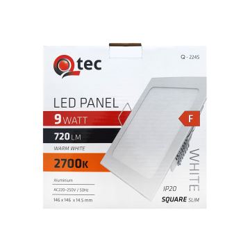 LED įleidžiamas lubinis šviestuvas QTEC LED/9W/230V 2700K 14,6x14,6 cm