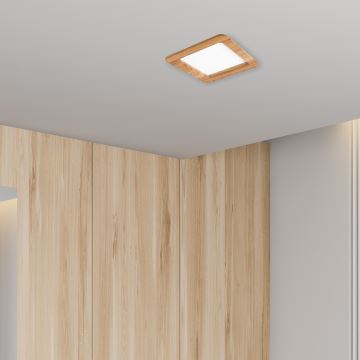 LED įleidžiamas lubinis šviestuvas WOODY SPOT LED/17W/230V 3000K ąžuolas 18,5x18,5 cm