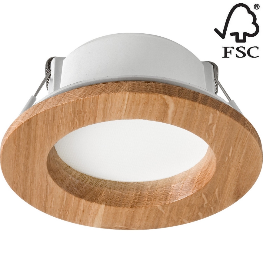 LED įleidžiamas lubinis šviestuvas WOODY SPOT LED/5,5W/230V 4000K ąžuolas ø 10 cm