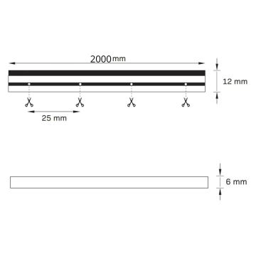 LED juosta NEON 2 m LED /14W/12V IP65 žalia