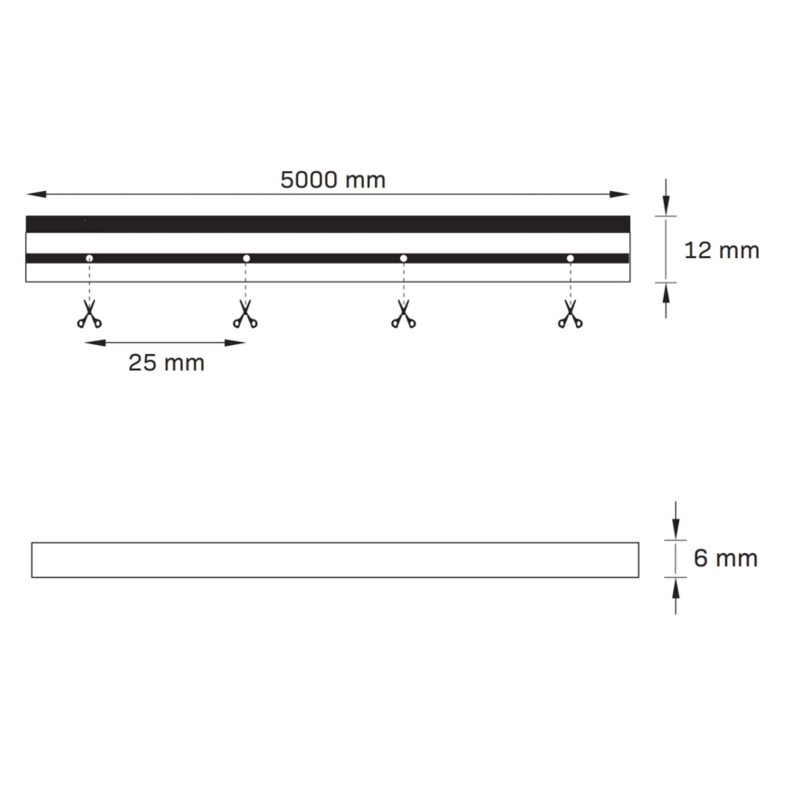 LED juosta NEON 5 m LED /23W/12V IP65 žalia